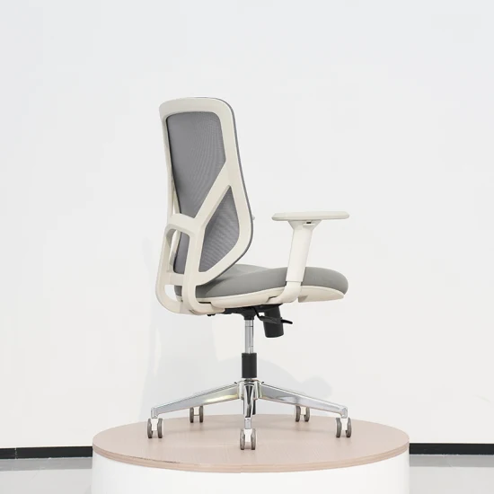 2023 新製品グレーフレームのミディアムバックメッシュチェアオフィスメッシュ回転椅子
